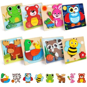 8 Pack Animal Wooden Puzzles