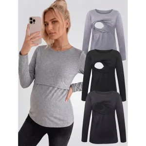 Women's breastfeeding long-sleeved tops