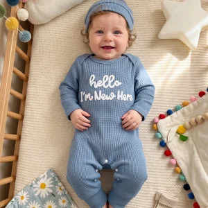 Boy Fall Romper Long Sleeve Embroidery Letters