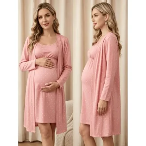 2-piece set, maternity breastfeeding pajamas, loungewear set, autumn and winter women's nursing pajamas, maternity clothes.
